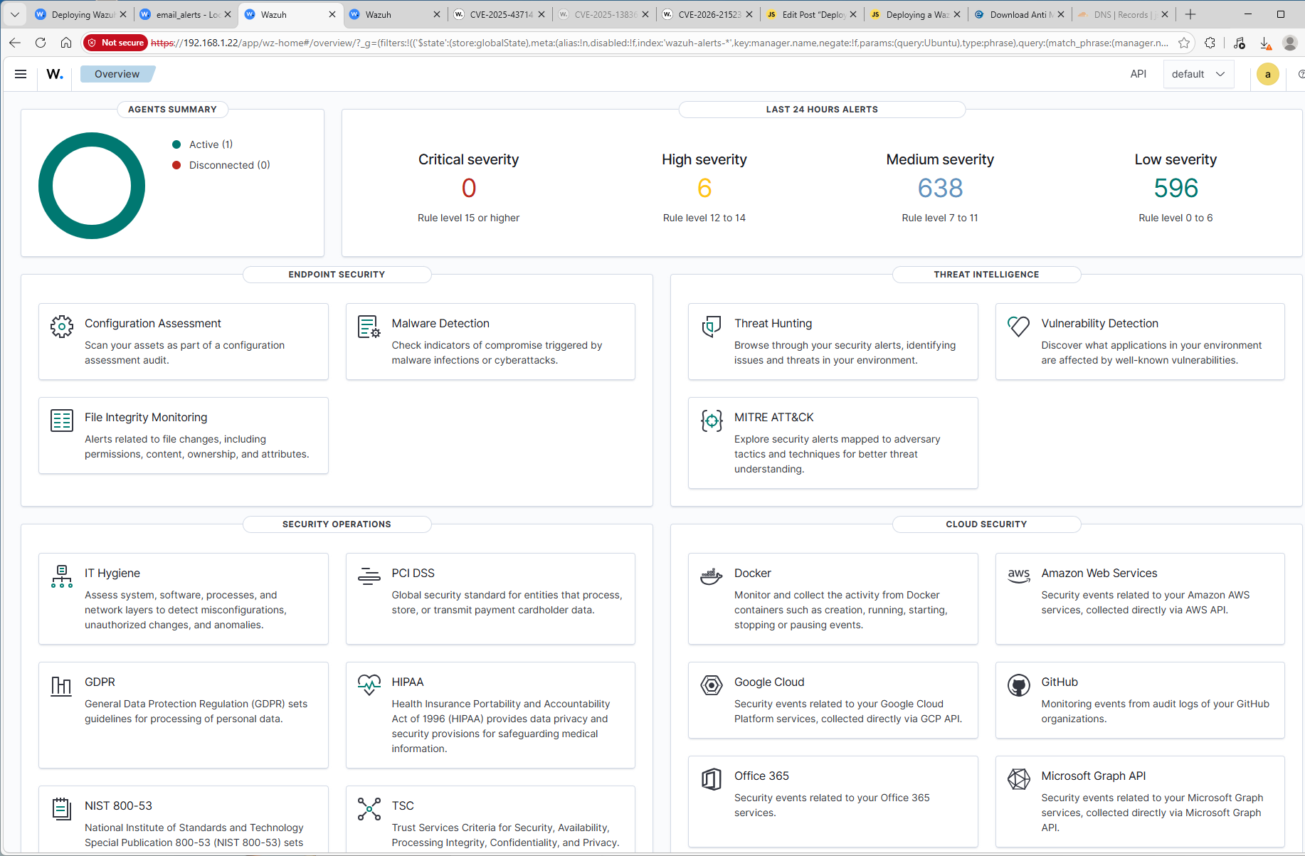 Deploying a Wazuh SIEM Lab for Endpoint Monitoring and Vulnerability Detection